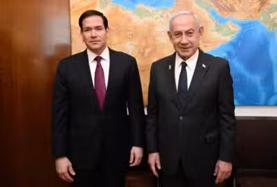 Jerusalem (-), 15/09/2025.- A handout photo made available by Israel's Government Press Office (GPO) shows Israeli Prime Minister Benjamin Netanyahu (R) and US Secretary of State Marco Rubio (L) during their meeting at the Prime Minister's office in Jerusalem, 15 September 2025. (Jerusalén) EFE/EPA/HAIM TZACH / GPO / HANDOUT HANDOUT EDITORIAL USE ONLY/NO SALES