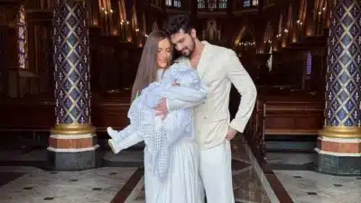 Luan Santana e Jade Magalhães batizam filha em Portugal com cerimônia especial